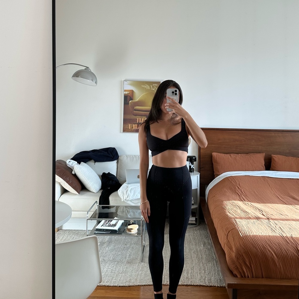 For Love & Lemons Black Ribbed Peyton Leggings